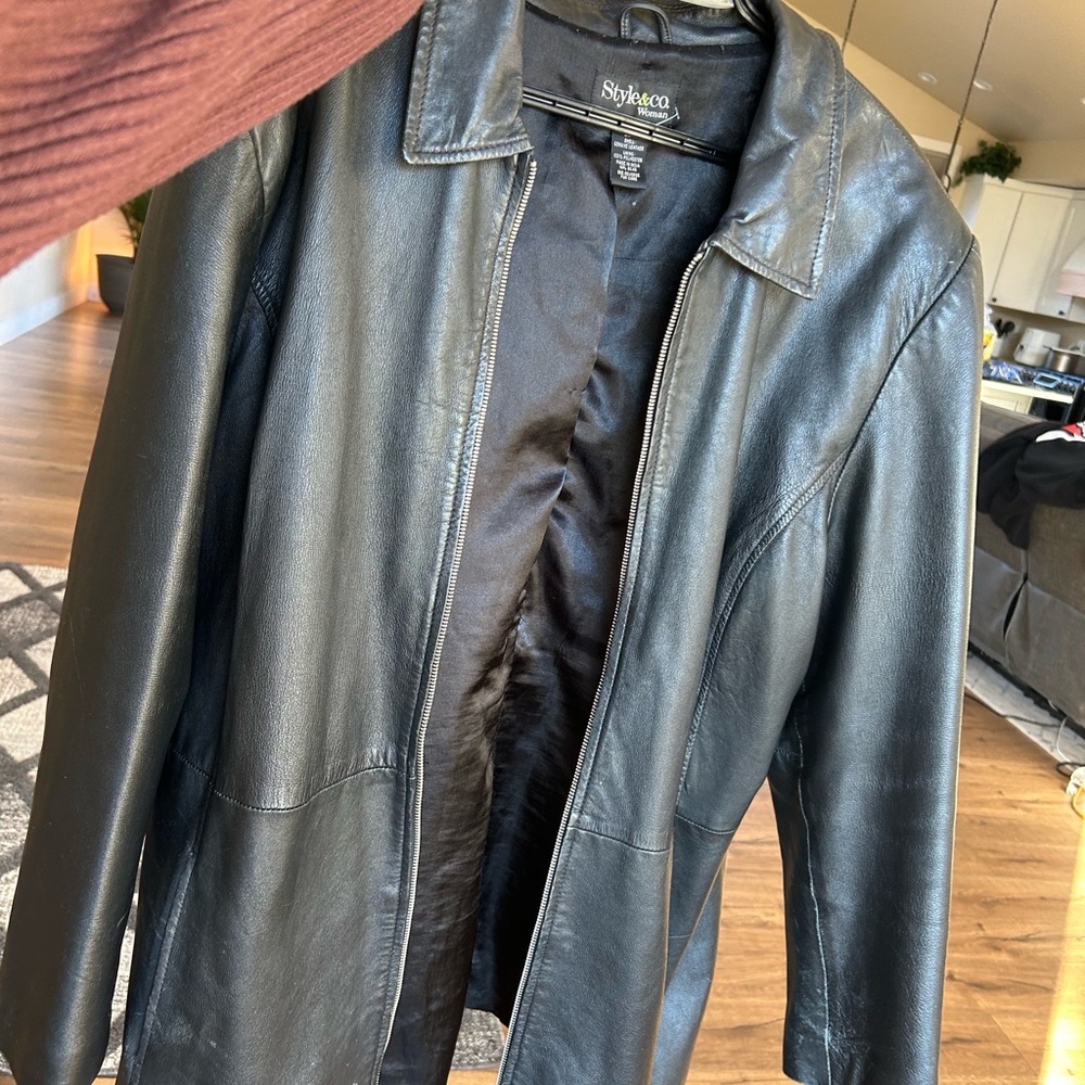Style & Co. Women's Black Leather Jacket